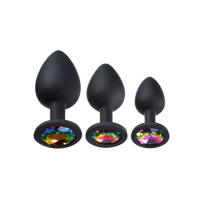 Gems Black Silicone Anal Plug Kit