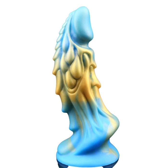 Dragon Dildo Sex Toy Fantasy Premium Silicone 7.5 Inches Anal Gold & Blue
