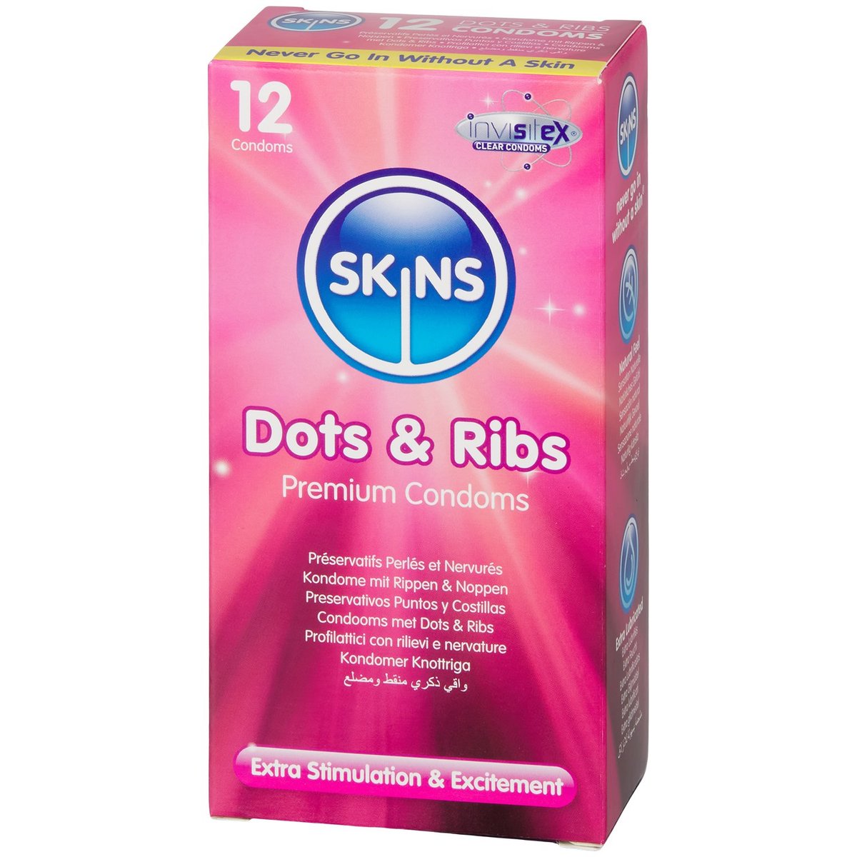 Skins Dots & Ribs Condoms 12 pcs - Clear