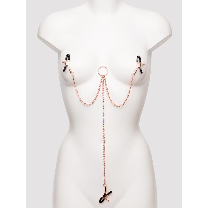 Bondage Boutique Rose Gold Nipple and Clit Clamps - Gold
