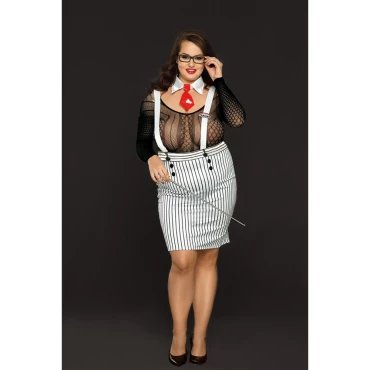 Bondara Belle Plus Size Dirty Detention 4 Piece Costume