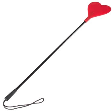 Love Sting Red Silicone Heart Riding Crop - 19 Inch