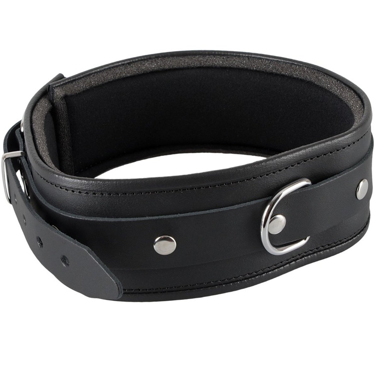 Zado Leather Collar with D-Ring - Black - L/XL