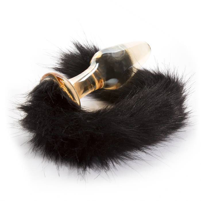 Glass Butt Plug with Faux Fur Tail