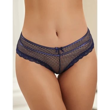 Belle Barely There Plus Size Blue Lace Cut-Out Knickers - XL/2XL