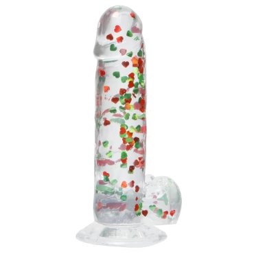 Hearts Aflutter Confetti Clear Dildo – 7.25 Inch