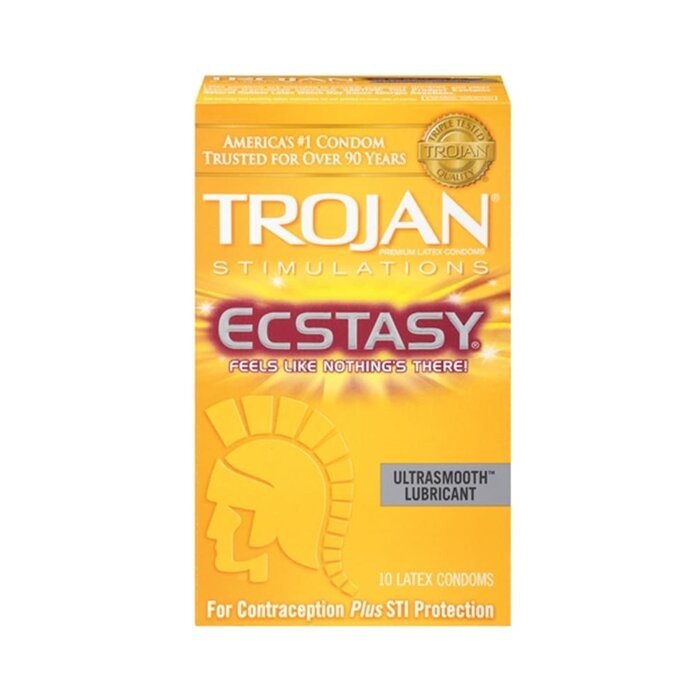 Trojan Ecstasy Ultrasmooth Lubricated Condoms - 10 Pack