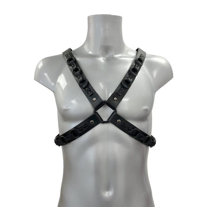 O Ring Leather Harness With Black Hardware