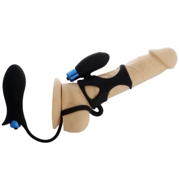 Double Climax 10 Speed Vibrating Cock Sleeve, Clit Stim & Butt Plug