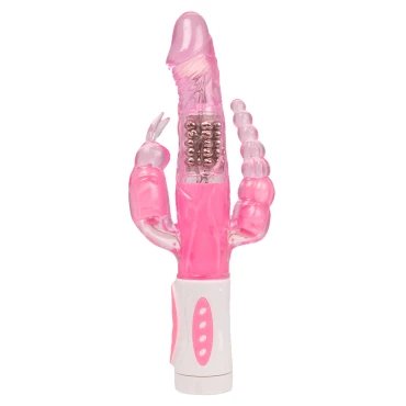 The Triple Treat Pink 3-Way Rabbit Vibrator - PINK