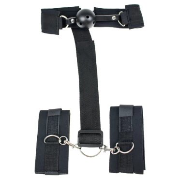 Quiet & Stay Ball Gag to Handcuffs Restraint