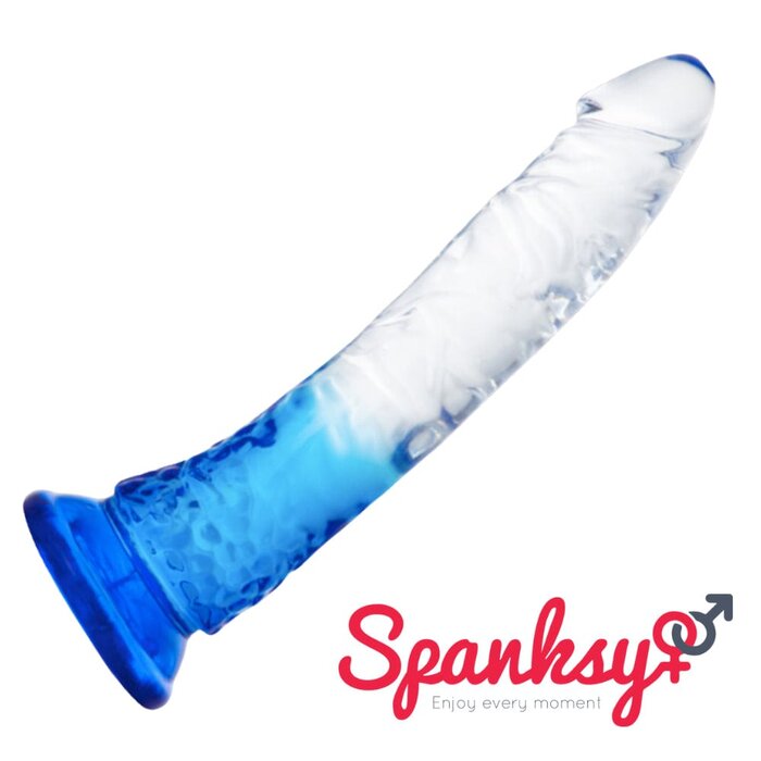 Clear Faded Blue 8.5 Inch Strap-On Dildo with Veined Shaft and Strong Suction Base