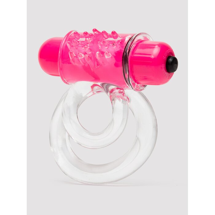 Screaming O Tickle and Tease Double O Vibrating Cock Ring (Strawberry) - Pink