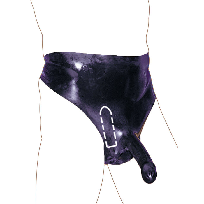 Moulded Black Rubber Male Pants with Sheath & Rear Butt