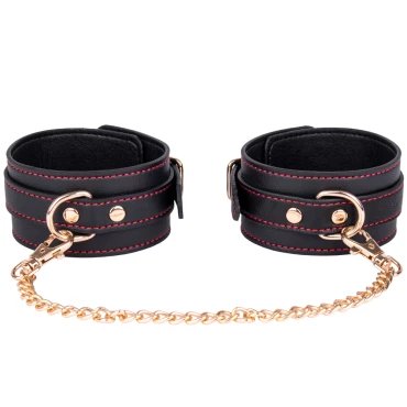 Black Contrast Stitch Faux Leather Ankle Cuffs