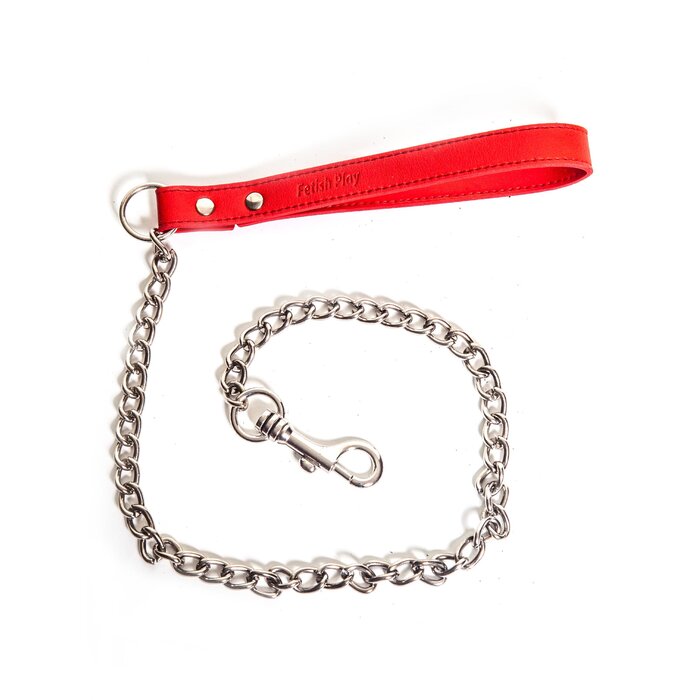 Red Faux Leather Chain Lead