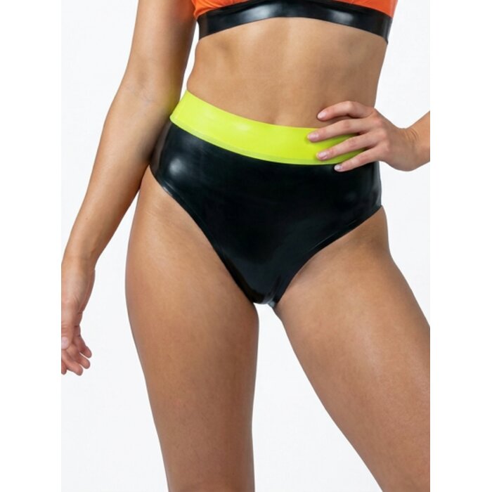 Contrast High-Waisted Latex Bikini Style Briefs