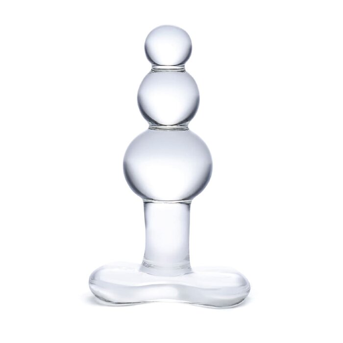 4" Beaded Glass Butt Plug With Tapered Base