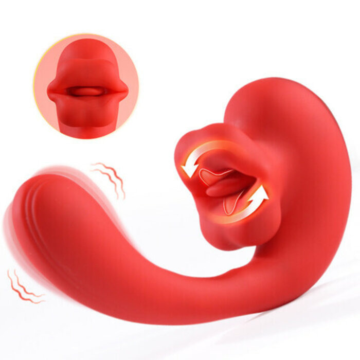 Tongue Licking G-spot Vibrator with 10 Biting Clitoral Stimulators