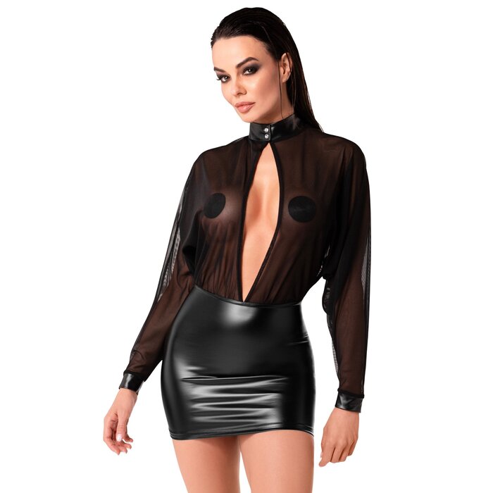 Opium Powerwetlook And Tulle Mini Dress