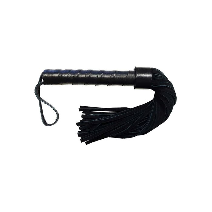 Short Suede Flogger with Leather Handle - Black