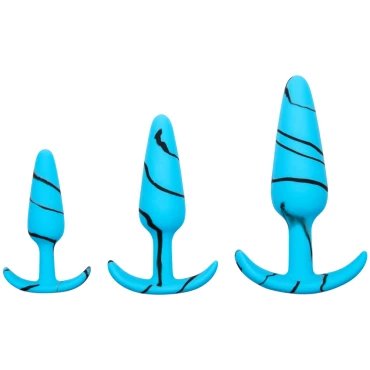 Mon Amour Blue Marble Silicone Butt Plug - SMALL