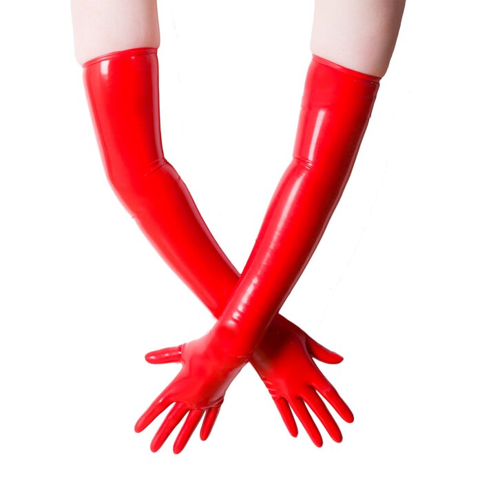 Moulded Shoulder Length Latex Gloves in Red