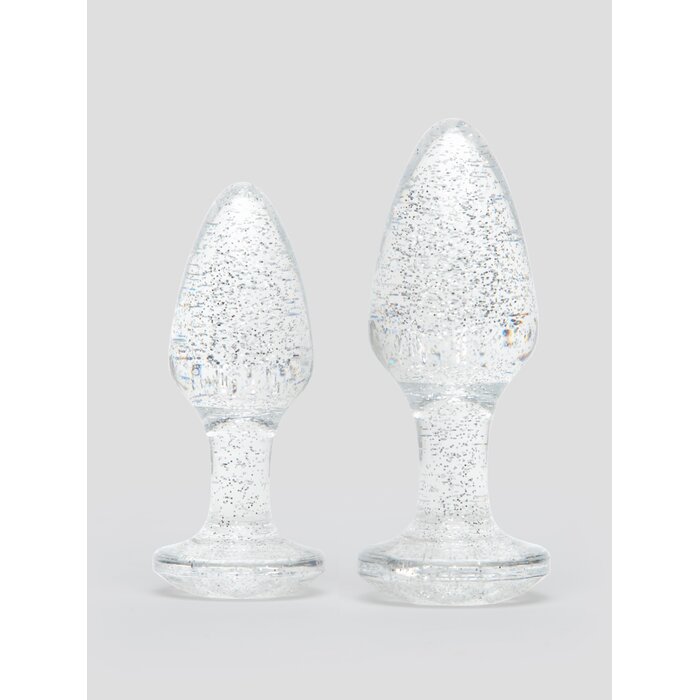 Lovehoney Double Booty Glitter Butt Plug Set - Clear
