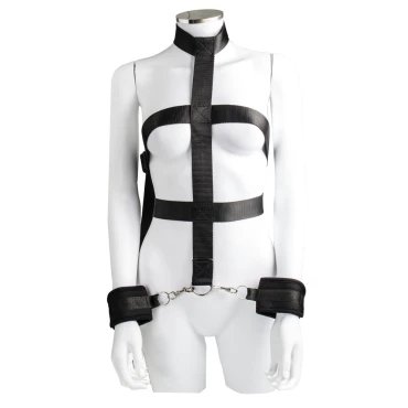 Surrender Black Body Restraint With Collar & Wrist Cuffs