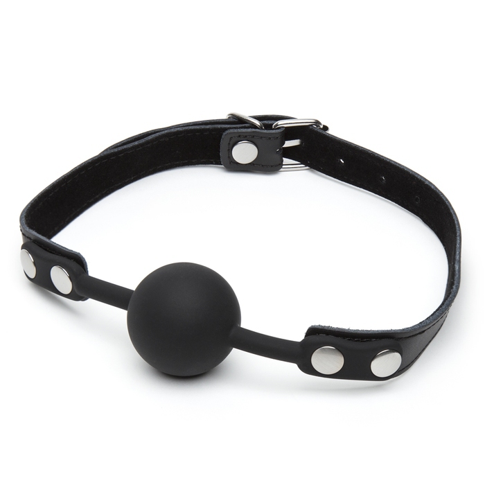 Bondage Boutique Black Faux Leather Medium Silicone Ball Gag