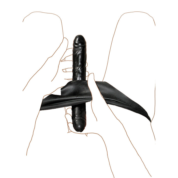 Moulded Rubber Briefs with Ext. & Int. Penis Black