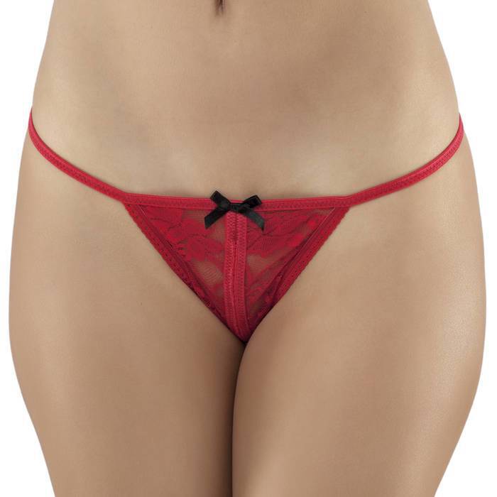 Lovehoney Red Crotchless Lace G-String