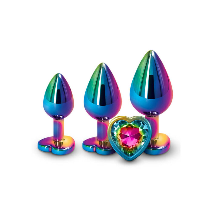 Rear Assets 3-Piece Metal Plug Kit - Rainbow Hearts