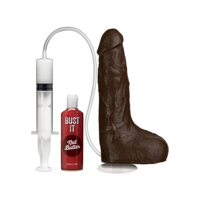 Bust It - Squirting Realistic Cock - With Removable Vac-U-Lock™ Suction Cup - Chocolate