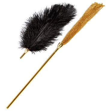 Plume & Lash Ostrich Feather Tickler & Gold Chain Flogger