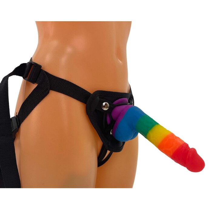 Pride Rainbow Dildo Strap-On Harness Set for Intimate Exploration