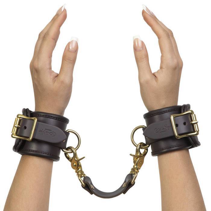 Coco de Mer Brown Leather Wrist Cuffs S/M