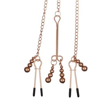 CharmX Rose Gold Beaded Tweezer Nipple & Clit Clamps