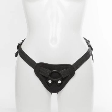 The Countess Black Lace-Lined Corset Strap-On Harness