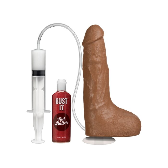 Bust It - Squirting Realistic Cock - With Removable Vac-U-Lock™ Suction Cup - Caramel