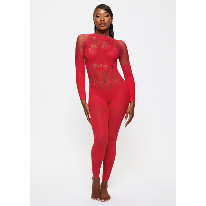 Ann Summers Flaming Desire Jumpsuit, Red