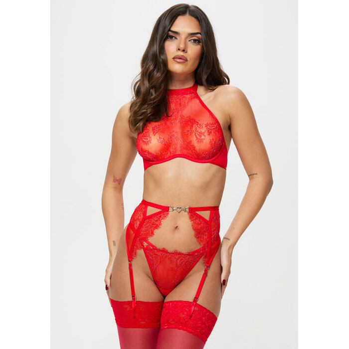 Ann Summers Glimmer Crotchless Set, Bright Red