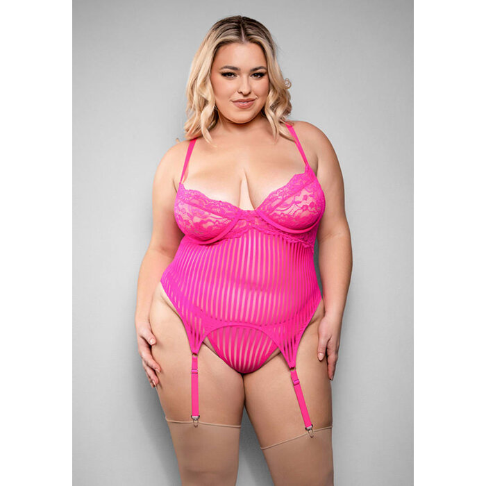 Juliette Gartered Bustier and G-string Panty - 3X/4X