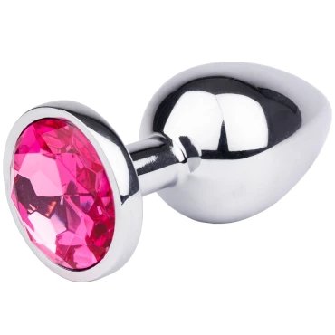 Bejewelled Pink Metal Butt Plug - SMALL