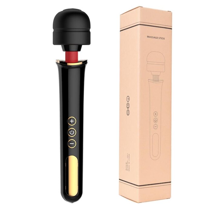 Rechargeable Black Vibrator Wand for Women: 10 Frequencies & 5 Speeds