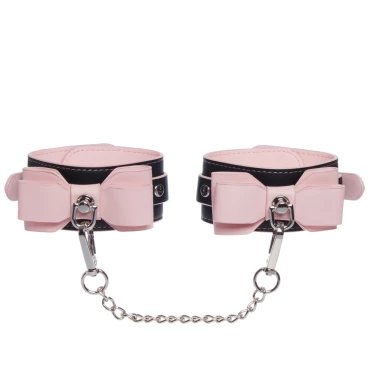 Good Girl Black & Pink Contrast Bow Ankle Cuffs