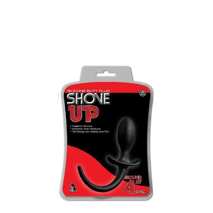 Shove Up 4" Anal Butt Plug With Tail in Black