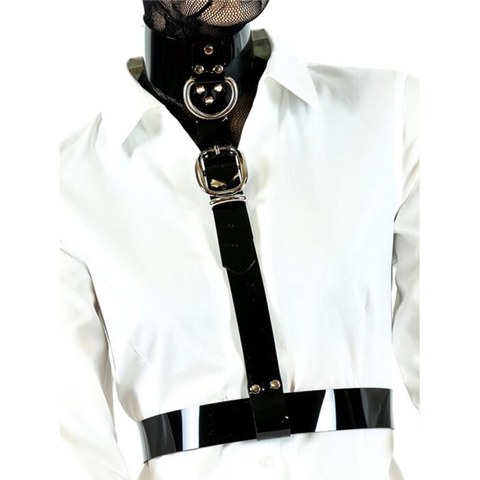 Vinyl Black Collar Harness with Buckle - One Size