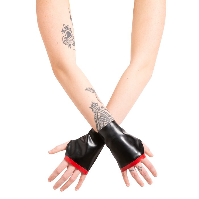 Latex Wrist Gauntlets with Trim