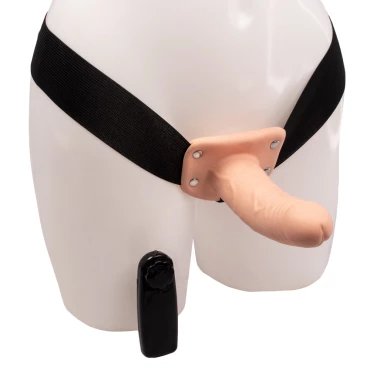 Thunderbolt Hollow Unisex Vibrating Strap-On - 6 Inch